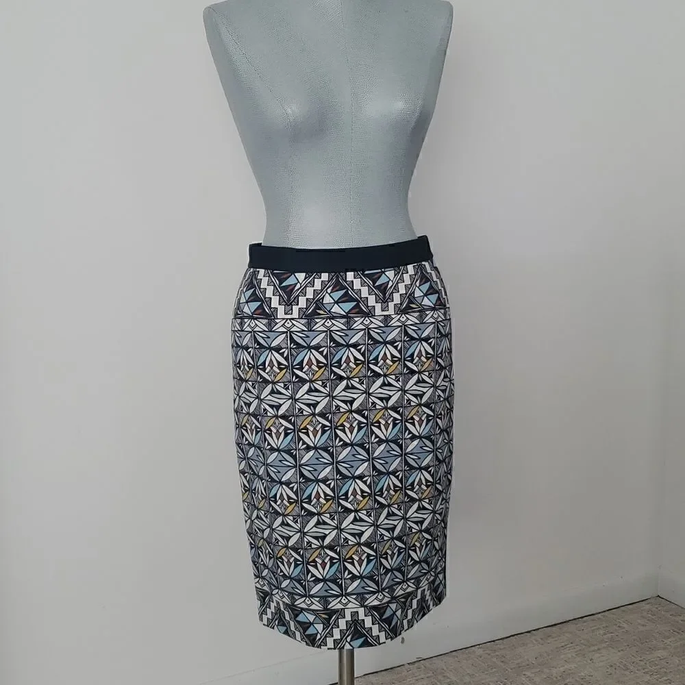 Tory Burch | Riviera Blue Acoma Stretch Geometric Skirt